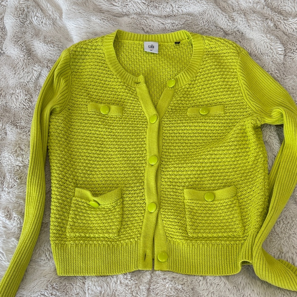 CAbi Lime Green Knit Cardigan Sweater